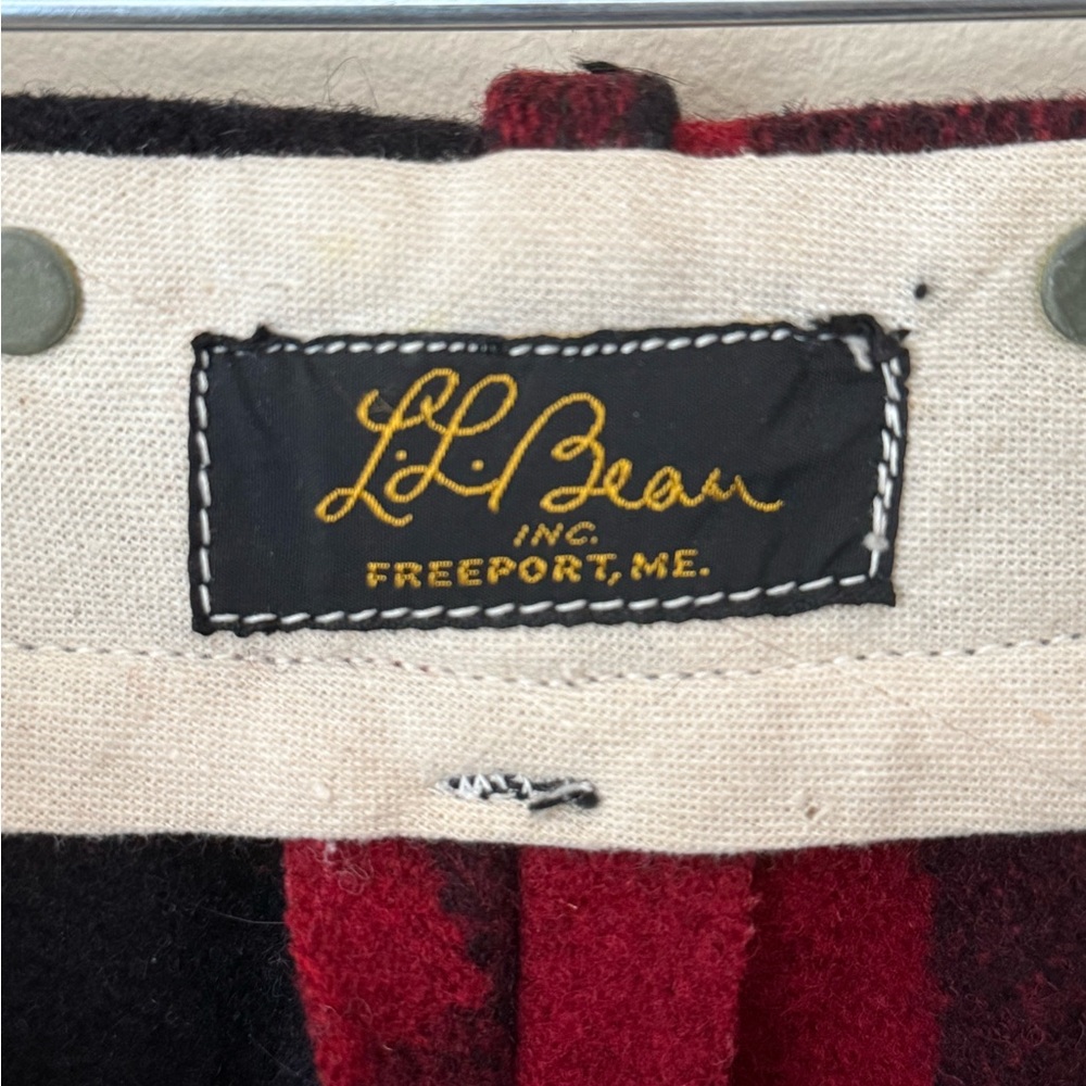 Vintage 1930s LL Bean Wool Trousers Red and Black Plaid
